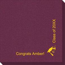 Corner Text with Cap and Diploma Linen Like Napkins