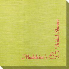 Corner Text with Graphic Double Hearts Bamboo Luxe Napkins