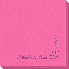 Corner Text with Graphic Double Hearts Linen Like Napkins