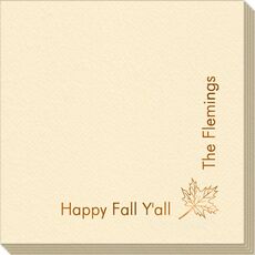 Corner Text with Autumn Leaf Design Linen Like Napkins