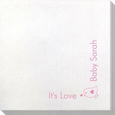 Corner Text with Baby Bird Design Bamboo Luxe Napkins