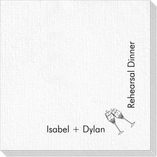 Corner Text with Champagne Glasses Design Deville Napkins