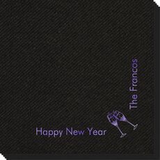 Corner Text with Champagne Glasses Design Linen Like Napkins