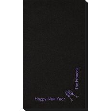 Corner Text with Champagne Glasses Design Linen Like Guest Towels