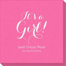Elegant It's A Girl Linen Like Napkins
