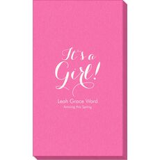 Elegant It's A Girl Linen Like Guest Towels