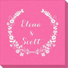Floral Laurel Wreath Linen Like Napkins