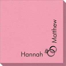 Corner Text with Wedding Rings Design Linen Like Napkins