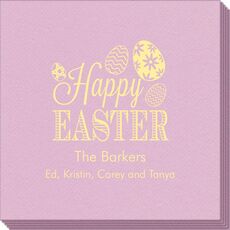 Happy Easter Eggs Linen Like Napkins