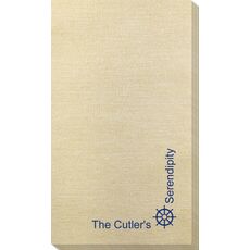 Corner Text with Nautical Wheel Design Bamboo Luxe Guest Towels