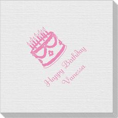 Sweet Floral Birthday Cake Linen Like Napkins