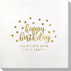 Confetti Dots Happy Birthday Bamboo Luxe Napkins