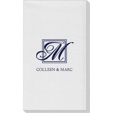 Framed Initial Plus Text Linen Like Guest Towels