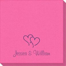 Modern Double Hearts Linen Like Napkins