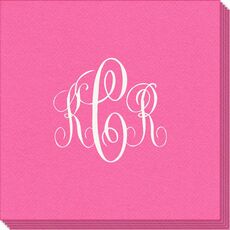 Interlocking Script Monogram with Small Initials Linen Like Napkins