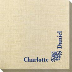 Corner Text with Ornate Scroll Bamboo Luxe Napkins