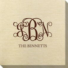 Vine Monogram with Text Bamboo Luxe Napkins