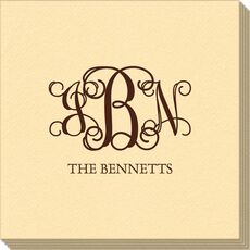 Vine Monogram with Text Linen Like Napkins