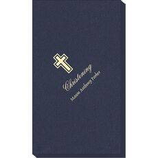 Outlined Cross Linen Like Guest Towels