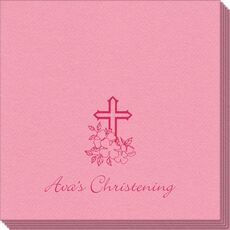 Floral Cross Linen Like Napkins