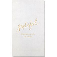 Expressive Script Grateful Bamboo Luxe Guest Towels