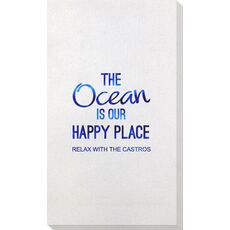 The Ocean is Our Happy Place Bamboo Luxe Guest Towels