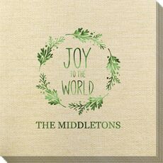 Joy to the World Wreath Bamboo Luxe Napkins