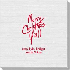 Fun Merry Christmas Y'all Linen Like Napkins