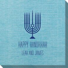 Happy Hanukkah Menorah Bamboo Luxe Napkins