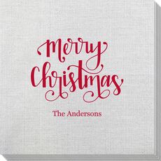 Hand Lettered Merry Christmas Bamboo Luxe Napkins
