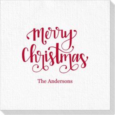 Hand Lettered Merry Christmas Deville Napkins