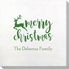Merry Christmas Reindeer Bamboo Luxe Napkins