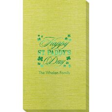 Happy St. Paddy's Day Clover Bamboo Luxe Guest Towels