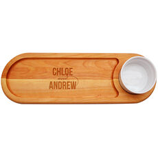 Modern Couple Dip & Serve 21-inch Wood Board