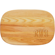 Fancy Script Monogram and Text Medium 15-inch Wood Cutting Board