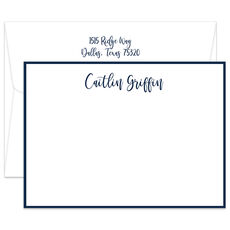 Triple Thick Radiant Bordered Flat Note Cards - Raised Ink