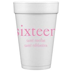 Big Number Sixteen Styrofoam Cups