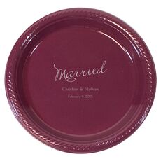 Expressive Script Married Plastic Plates