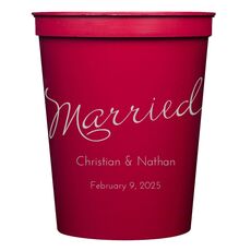 Expressive Script Married Stadium Cups