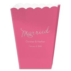 Expressive Script Married Mini Popcorn Boxes