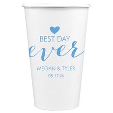 Best Day Ever with Heart Paper Coffee Cups