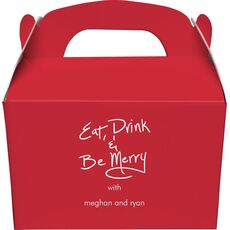 Fun Eat Drink & Be Merry Gable Favor Boxes