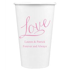 Expressive Script Love Paper Coffee Cups