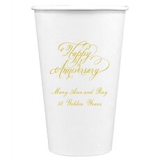 Elegant Happy Anniversary Paper Coffee Cups