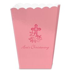 Floral Cross Mini Popcorn Boxes