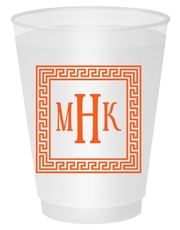 Greek Key Border with Monogram Shatterproof Cups