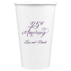 Elegant 25th Anniversary Paper Coffee Cups
