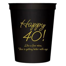 Elegant Happy 40th Stadium Cups