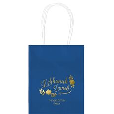 Floral L'Shanah Tovah Mini Twisted Handled Bags
