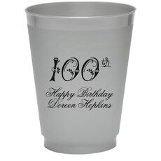 Elegant 100th Scroll Colored Shatterproof Cups
